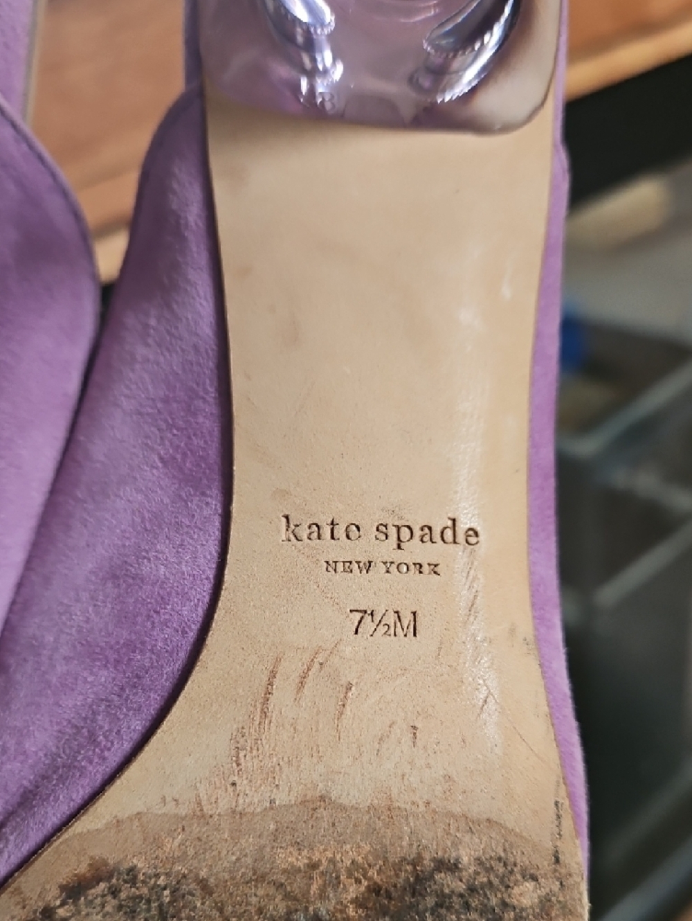 kate spade Lavender Suede Pointed Slip-On Mules Size US 7.5 Eu 38 - Picture 7 of 7